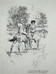 我抓住机会起诉我与达什伍德小姐的认识"，插图来自查尔斯-奥马利的《爱尔兰龙》，1897年出版（纸上笔墨）。 作者 亚瑟·拉克汉姆（Arthur Rackham）