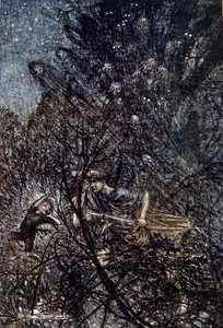 亚瑟·拉克汉姆 (1867-1939) 为威廉·莎士比亚的夏夜之梦绘制的插图 作者 亚瑟·拉克汉姆（Arthur Rackham）