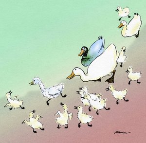 安徒生（1805-1875 年）的童话《淘气的小鸭子》插图，阿瑟-拉克姆（1867-1939 年）绘制。 作者 亚瑟·拉克汉姆（Arthur Rackham）