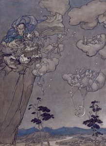 华盛顿欧文（1783-1859）1904年Rip Van Winkle的插图（笔和墨水在纸上写着） 作者 亚瑟·拉克汉姆（Arthur Rackham）