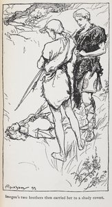 《辛白林》中伊莫金和她的兄弟的插图。 作者 亚瑟·拉克汉姆（Arthur Rackham）