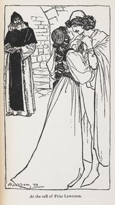 罗密欧与朱丽叶中不幸的恋人的插图。 作者 亚瑟·拉克汉姆（Arthur Rackham）