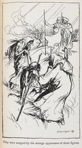 三个女巫麦克白和班柯的插图。 作者 亚瑟·拉克汉姆（Arthur Rackham）