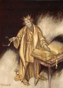 1928年纳撒尼尔·霍索恩（Nathaniel Hawthorne）的“女孩与男孩的奇迹书”（A Wonder Book for Girls and Boys）中的插图让Midas感到非常不方便 作者 亚瑟·拉克汉姆（Arthur Rackham）