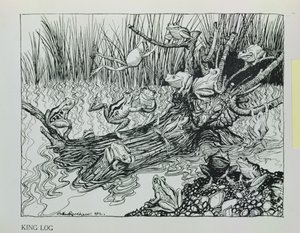 King Log，来自&39;Aesop&39;s Fables&39;的插图，由Heinemann出版，1912年