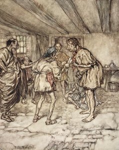 让我扮演狮子，1908年威廉·莎士比亚的“仲夏夜之梦”中的插图 作者 亚瑟·拉克汉姆（Arthur Rackham）