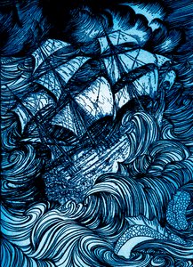 埃德加-爱伦-坡的《在瓶中发现的手稿》。 作者 亚瑟·拉克汉姆（Arthur Rackham）