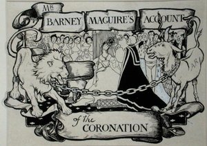 巴尼-马奎尔先生对加冕礼的描述，插图来自托马斯-英戈兹比的《英戈兹比传奇或欢乐与奇迹》，1898年出版（纸上笔墨）。 作者 亚瑟·拉克汉姆（Arthur Rackham）