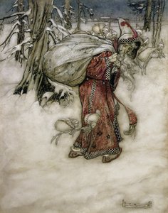 圣诞老人，插图来自Arthur Rackhams图片集，1907年，1913年出版（钢笔，墨水和纸张上写着） 作者 亚瑟·拉克汉姆（Arthur Rackham）