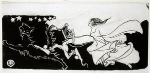 星光嬉戏（纸上的笔墨）。 作者 亚瑟·拉克汉姆（Arthur Rackham）