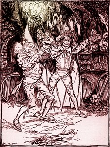 埃德加-爱伦-坡的 "阿蒙提拉多之桶"。 作者 亚瑟·拉克汉姆（Arthur Rackham）