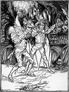 埃德加-爱伦-坡的 "阿蒙提拉多之桶"。 作者 亚瑟·拉克汉姆（Arthur Rackham）