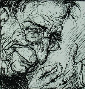 跳蚤和人》，来自《伊索寓言》的插图，由Heinemann出版。 作者 亚瑟·拉克汉姆（Arthur Rackham）