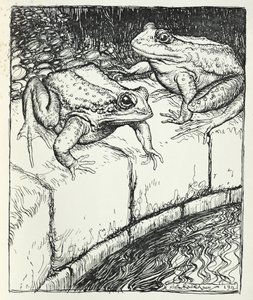The Frogs and the Well，来自&39;Aesop&39;s Fables&39;的插图，由海涅曼出版，1912年 作者 Arthur Rackham