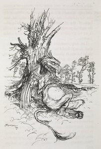 靠树而坐的麒麟 作者 亚瑟·拉克汉姆（Arthur Rackham）