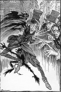 埃德加-爱伦-坡的 "反常的小恶魔"。 作者 亚瑟·拉克汉姆（Arthur Rackham）
