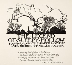 睡眠空洞的传说，来自Washngton Irving的“睡谷的传说”（1783  -  1859），pub。 1928年 作者 亚瑟·拉克汉姆（Arthur Rackham）