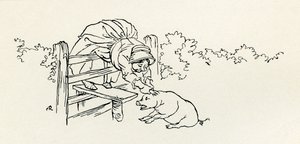 老妇人和她的猪 作者 亚瑟·拉克汉姆（Arthur Rackham）