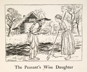 农民的聪明女儿，来自格林兄弟的《小弟弟和小妹妹及其他故事》，1917年出版（平板）。 作者 亚瑟·拉克汉姆（Arthur Rackham）