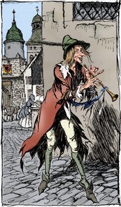 哈梅林的吹笛人，1934年 作者 亚瑟·拉克汉姆（Arthur Rackham）