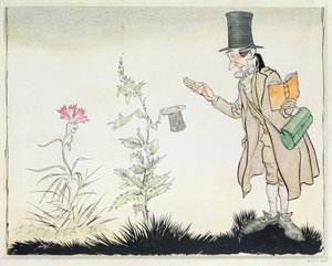 教授无法忍受这样的事情，1932年汉斯·克里斯蒂安·安徒生（Hans Christian Andersen）的童话故事中的“阿达的小花儿”（Ada&39;s Little Flowers）插图