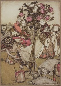 女王愤怒地转身背对着他，对流氓说：“把他们翻过来”，出自刘易斯·卡罗尔 (Lewis Carroll) 的《爱丽丝梦游仙境》(Alice