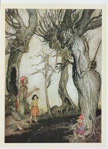 The Trees and the Axe，来自&39;Aesop&39;s Fables&39;的插图，由Heinemann出版，1912年