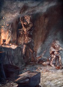 诺顿的锻造》，1924年。   作者 亚瑟·拉克汉姆（Arthur Rackham）