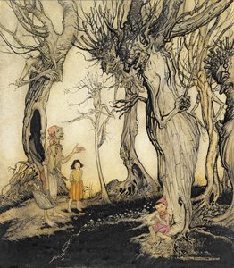 树木和斧头，来自&39;Aesop&39;s Fables&39;，c.1912（笔和墨水在纸上用wc） 作者 亚瑟·拉克汉姆（Arthur Rackham）