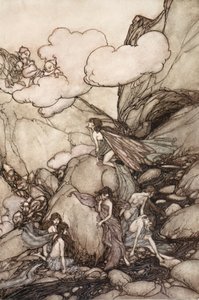 这些神仙的山脉，来自华盛顿欧文的Rip Van Winkle，酒吧。 1910 作者 亚瑟·拉克汉姆（Arthur Rackham）