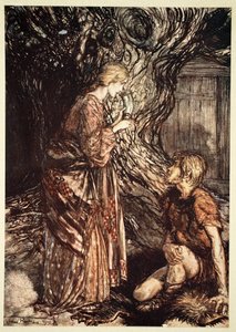 "请接受我的这杯愈合的蜂蜜水"，1910年。   作者 亚瑟·拉克汉姆（Arthur Rackham）