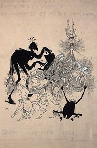 S.J. Adair Fitzgerald所著的《The Zankiwank and the Bletherwitch》的扉页插图，1896年出版（纸上笔墨）。 作者 亚瑟·拉克汉姆（Arthur Rackham）