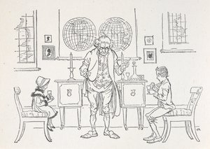 两个孩子和他们的校长 作者 亚瑟·拉克汉姆（Arthur Rackham）