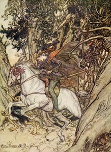 在Friedrich de laMotteFouqué的Undine 作者 亚瑟·拉克汉姆（Arthur Rackham）