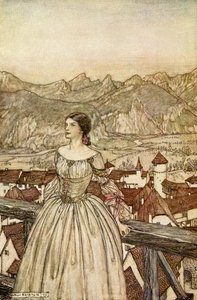 在Friedrich de laMotteFouqué的Undine 作者 亚瑟·拉克汉姆（Arthur Rackham）