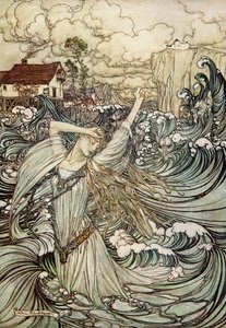 在Friedrich de laMotteFouqué的Undine 作者 亚瑟·拉克汉姆（Arthur Rackham）