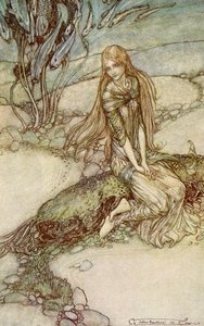 在Friedrich de laMotteFouqué的Undine 作者 亚瑟·拉克汉姆（Arthur Rackham）