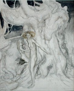 木质仙女（纸上水彩和铅笔画 作者 亚瑟·拉克汉姆（Arthur Rackham）