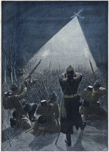 1913:在加利西亚边境，奥地利人向俄罗斯侦察机开火（高射炮）。 作者 艺术家未知