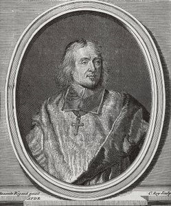 博苏埃，雅克-贝尼尼（1627-1704 年）。英国神学家和主教。根据 Hyacinthe Rigaud 原作绘制的肖像副本。雕刻 作者 艺术家未知