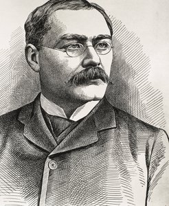 基普林，鲁德亚德（1865-1936 年）。英国作家，生于印度。1907 年诺贝尔文学奖获得者。吉卜林肖像。雕刻。 作者 艺术家未知