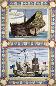 属于荷属东印度公司的商船（彩色雕刻）