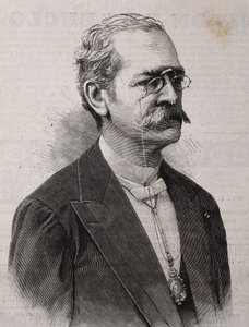 帕尔马，里卡多（1833-1919 年）。秘鲁作家、学者、图书馆员和政治家。雕刻。 作者 艺术家未知