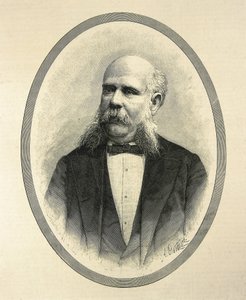 RIUS I TAULET，Francesc de Paula（1833-1889 年）。西班牙律师和政治家。巴塞罗那市长和 1888 年巴塞罗那世界博览会的推动者。肖像发表于 A. Carretero 所著的《La Ilustracion Espanola y Americana》。雕刻。 作者 艺术家未知