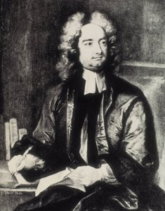 斯威夫特，乔纳森（1667-1745 年）。爱尔兰神职人员和讽刺作家。根据查尔斯-杰瓦斯（1675-1739 年）的画作绘制的都柏林圣帕特里克大教堂院长肖像。雕刻。私人收藏 作者 艺术家未知