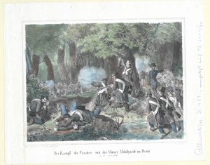 1848 年 10 月 28 日克罗地亚人与维也纳机动卫队在普拉特的战斗 作者 艺术家未知