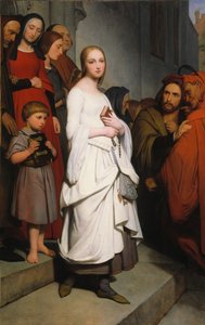 玛格丽特离开教堂，1838年 作者 艾瑞·谢弗（Ary Scheffer）