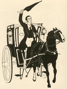 一手抓着缰绳，一手拿着雨伞搅动马匹》，1928年。 作者 阿瑟斯坦·鲁斯登