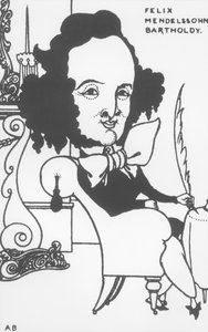 Felix Mendelssohn（1809-47）漫画，19世纪末（平版画）（bw照片）