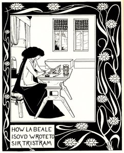 La Beale Isoud如何写给特里斯特拉姆爵士。托马斯爵士的勒·莫特·达瑟（Le Morte dArthur）书插图 作者 奥布里·比尔兹利